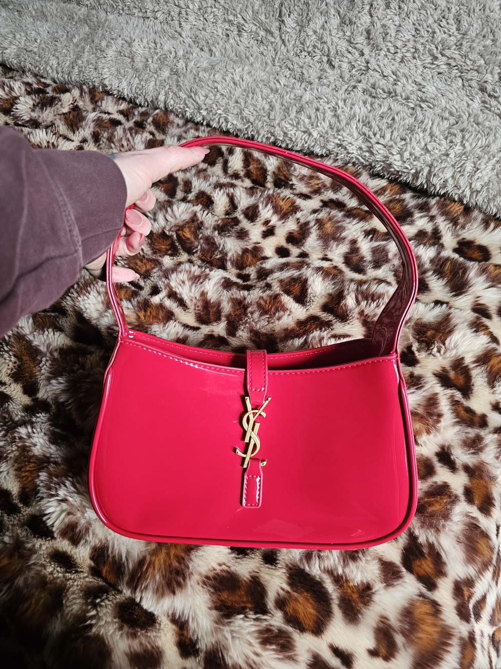 Saint Laurent Cherry Red Patent Leather Shoulder Bag